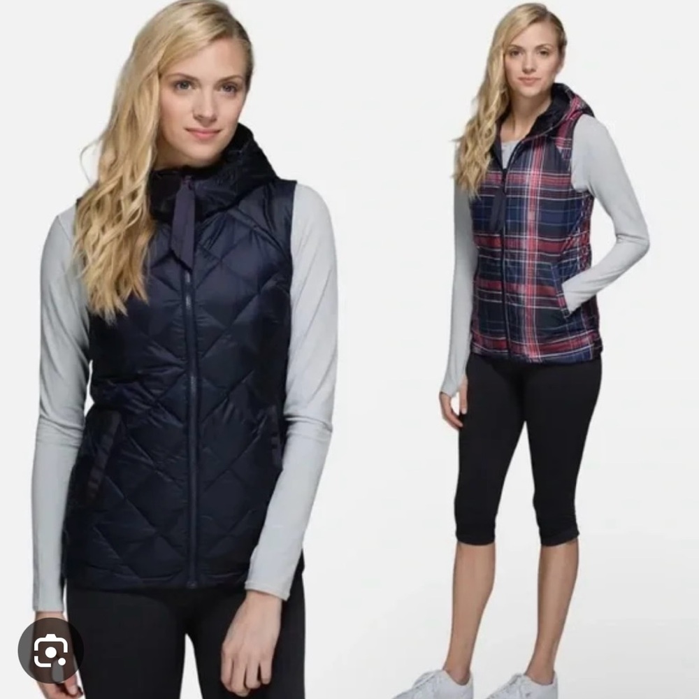Lululemon Reversible Plaid Navy Blue Puffer Vest